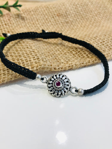 Red Stone Silver Bracelet